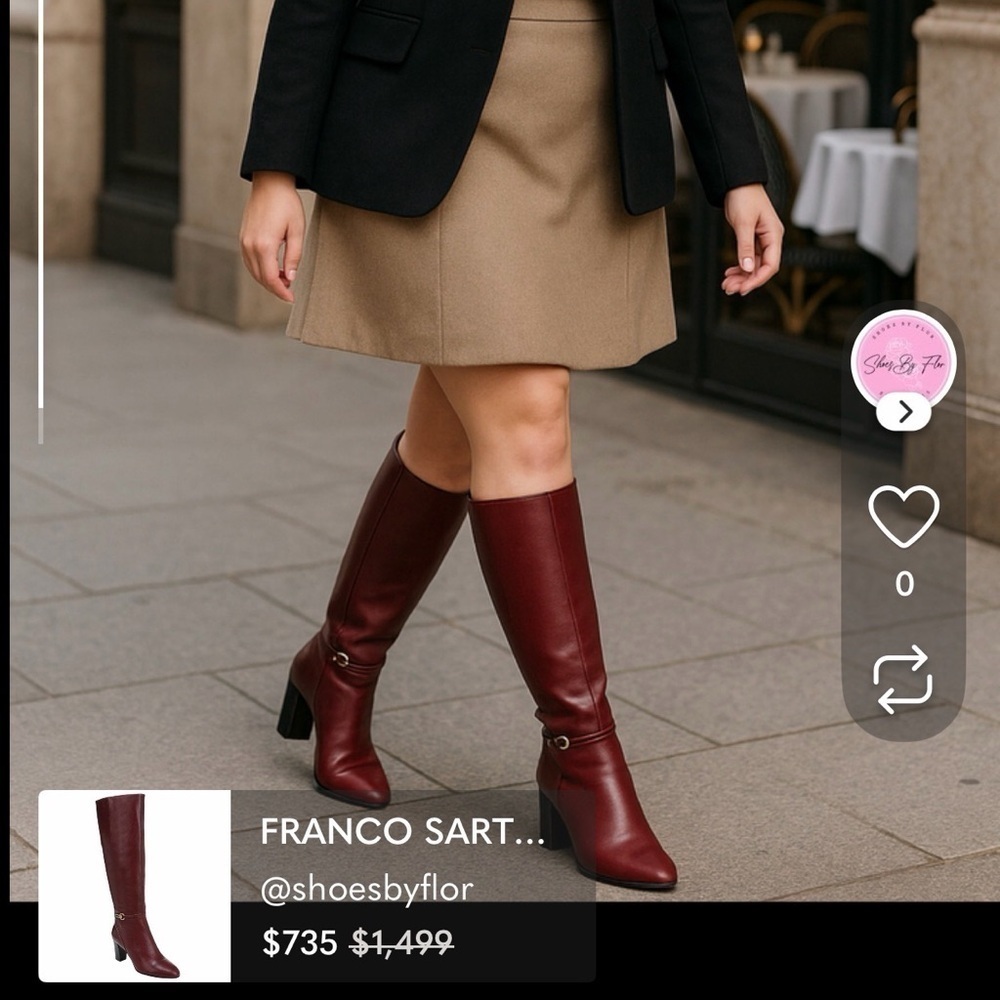 FRANCO SARTO / L-Palermo / Burgundy / Leather / Tall Boots With Block / Heel / S